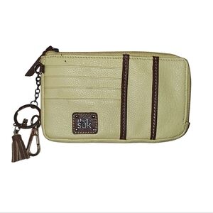 The Sak Iris Leather Yellow&Brown Wristlet Credit Card Carrier Wallet